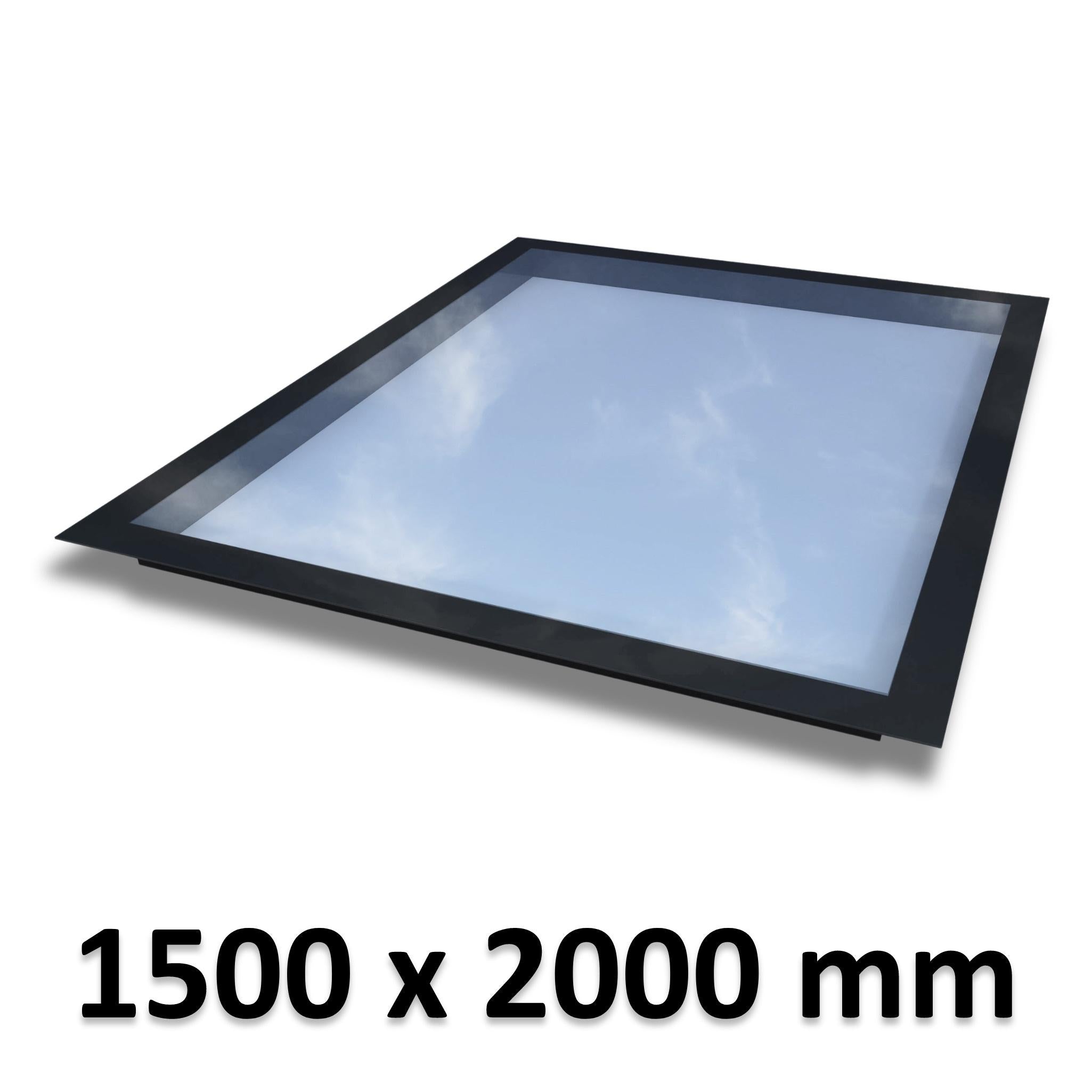 1500 x 2000 mm Frameless Skylight for Flat Roof - Triple Glazed