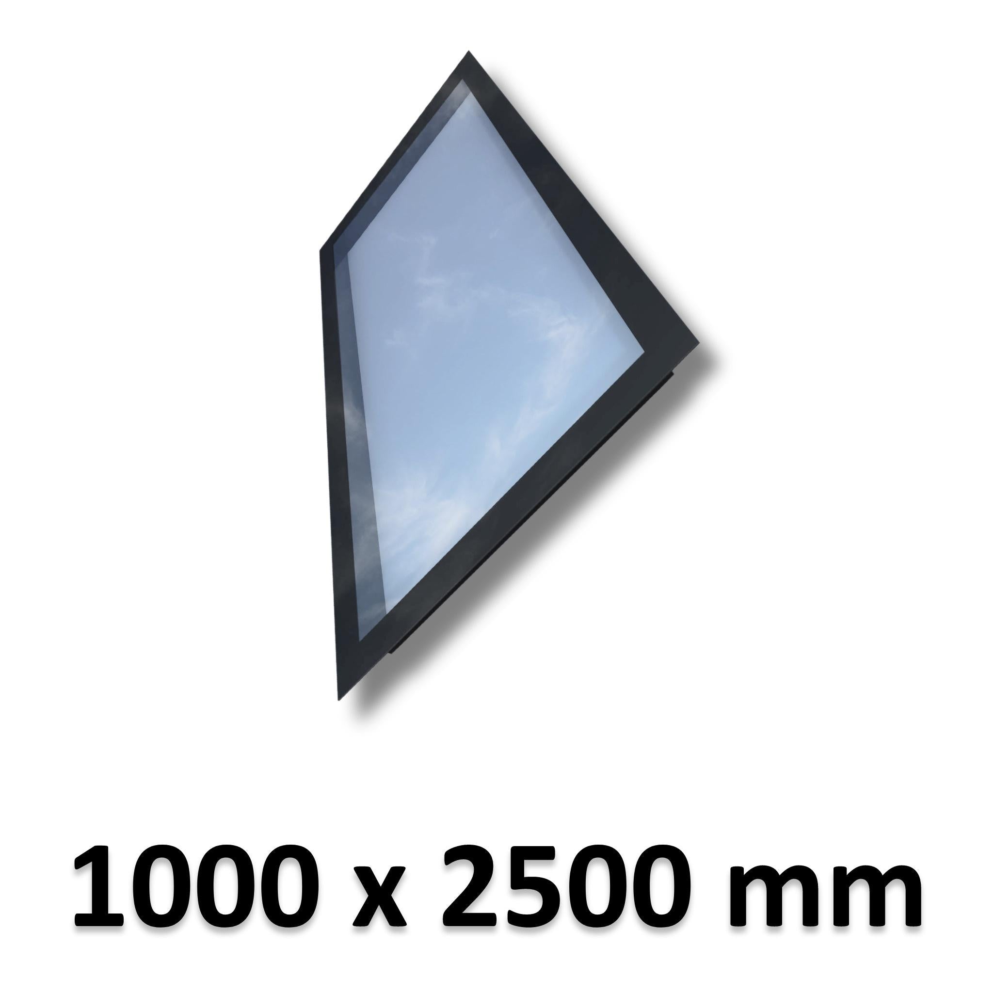 1000 x 2500 mm Frameless Skylight for Pitched Roof - Triple Glazed