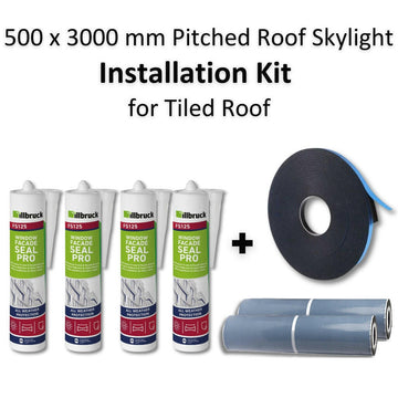500 x 3000 mm Pitched Roof Skylight (Tiled Roof) Installation Kit.