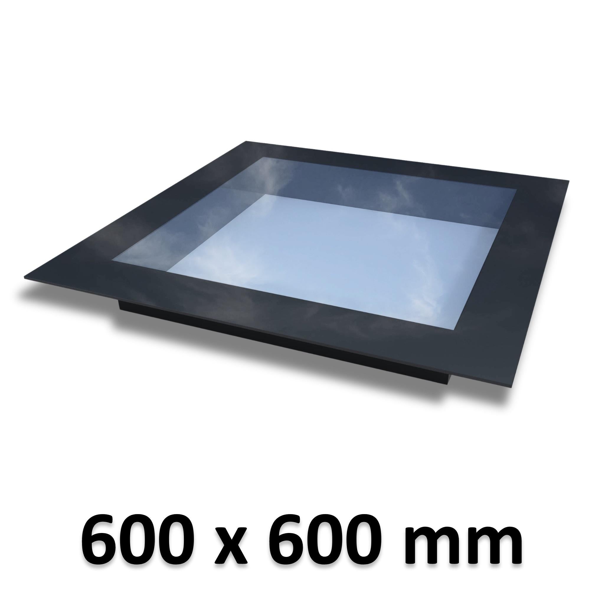 600 x 600 mm Frameless Skylight for Flat Roof - Triple Glazed