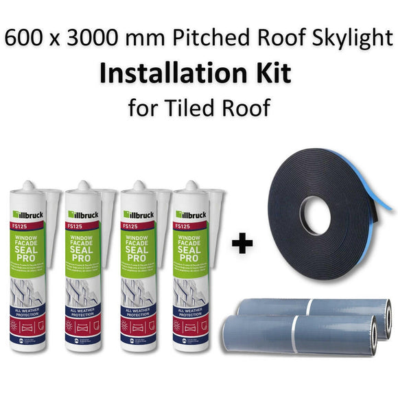 600 x 3000 mm Pitched Roof Skylight (Tiled Roof) Installation Kit.