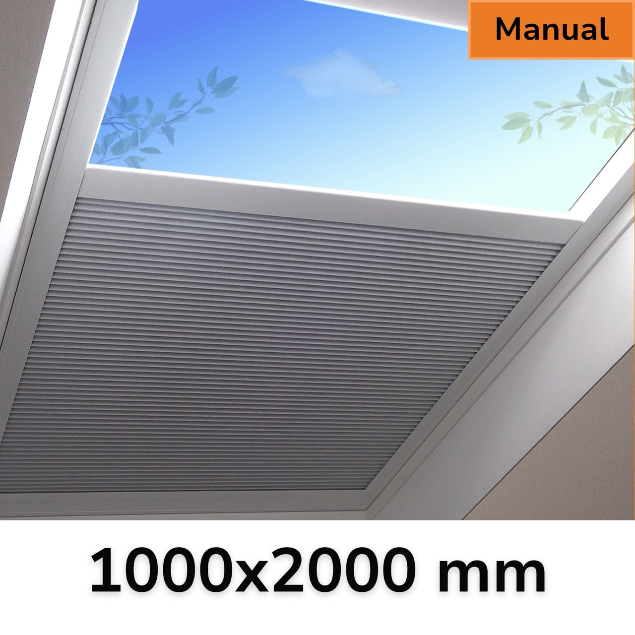 1000 x 2000 mm Manual Blinds for Flat / Pitched Roof Skylights & Roof Lanterns