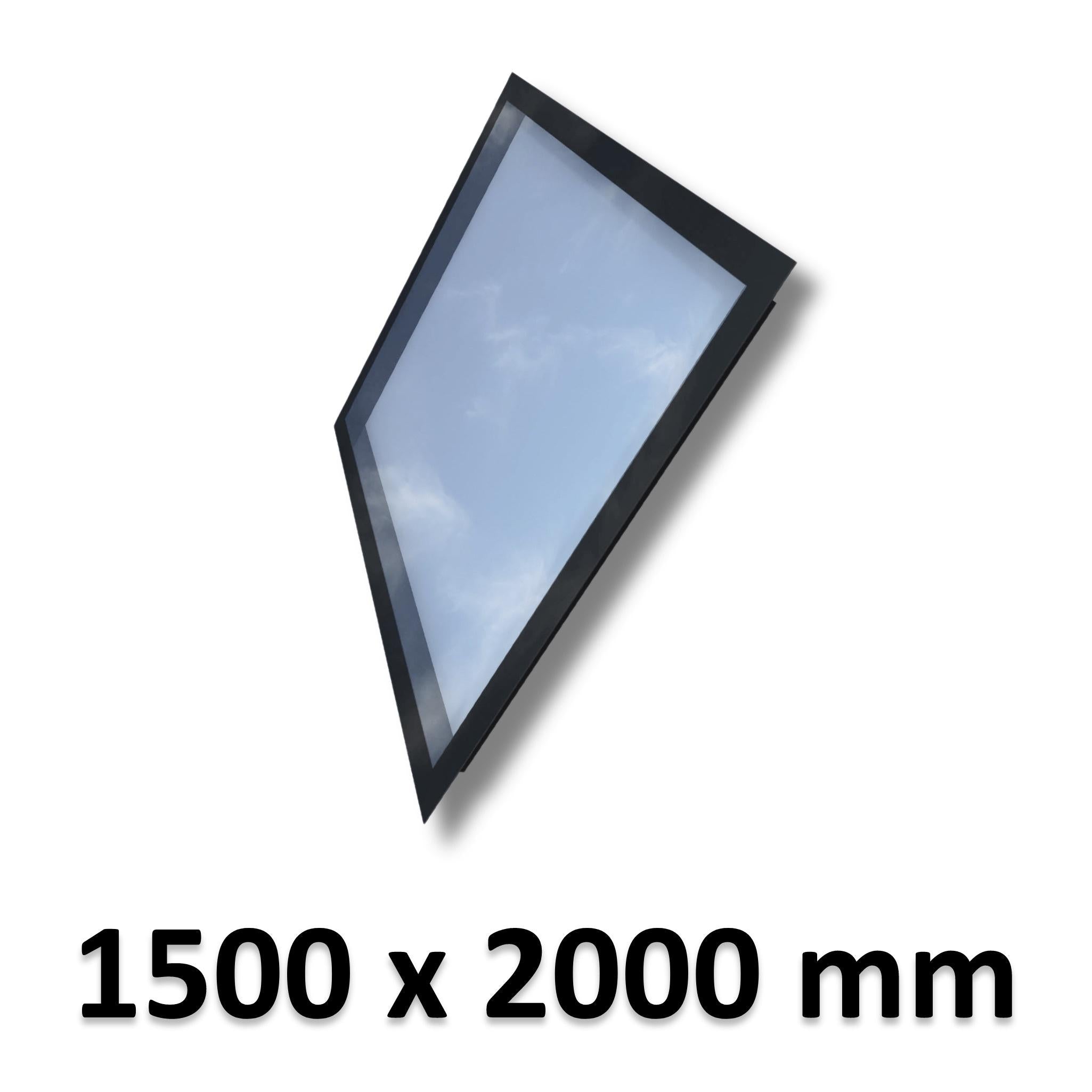 1500 x 2000 mm Frameless Skylight for Pitched Roof - Triple Glazed