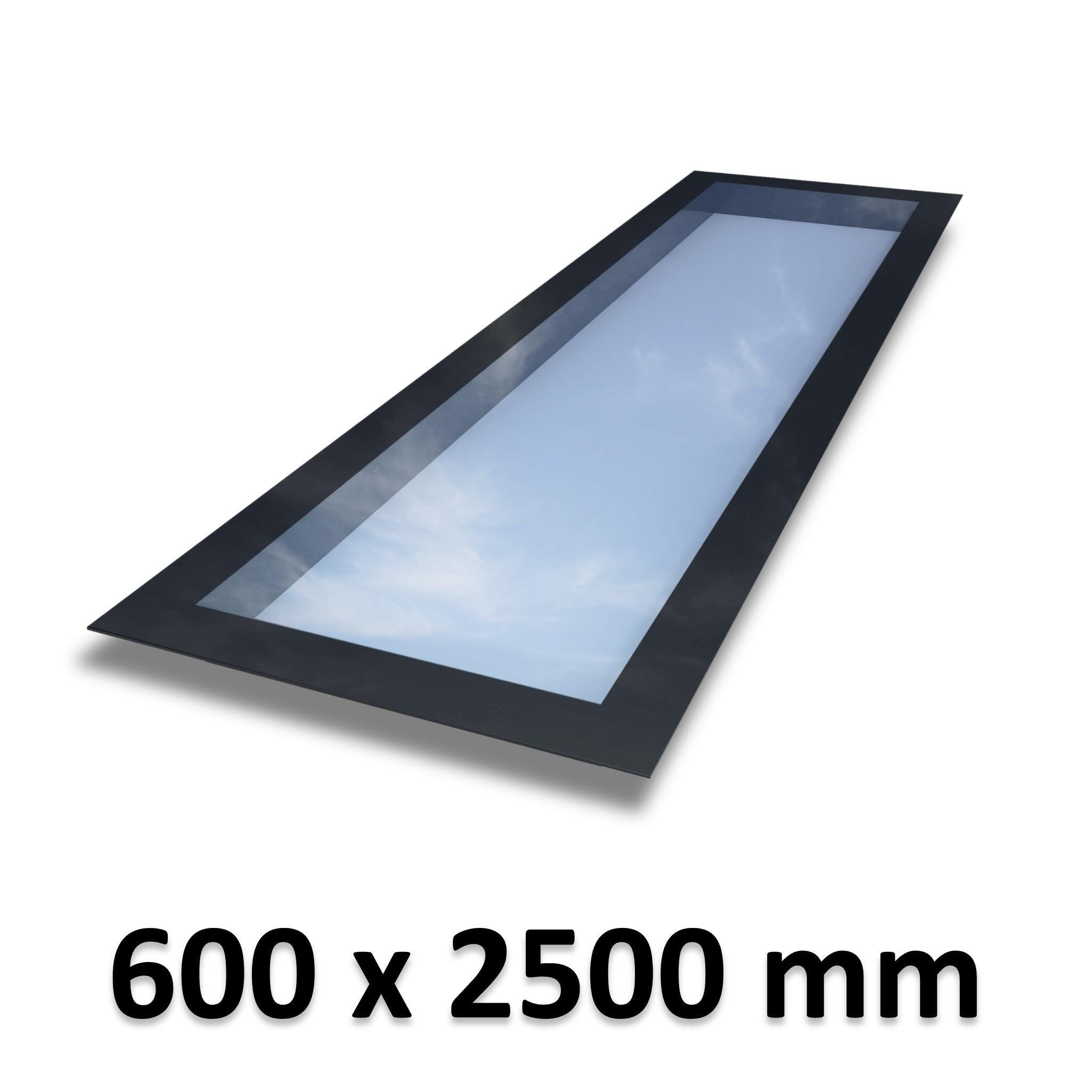 600 x 2500 mm Frameless Skylight for Flat Roof - Triple Glazed