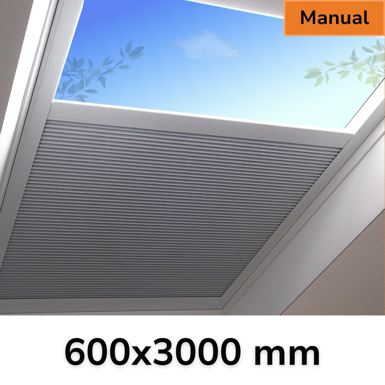 600 x 3000 mm Manual Blinds for Flat / Pitched Roof Skylights & Roof Lanterns