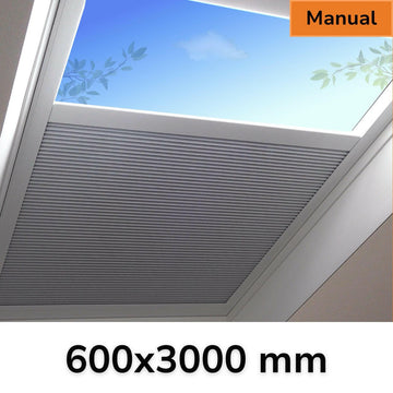 600 x 3000 mm Manual Blinds for Flat / Pitched Roof Skylights & Roof Lanterns.