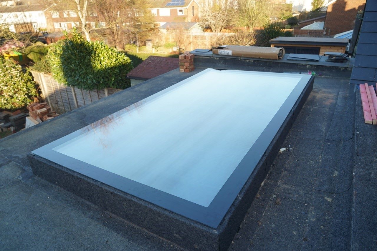 400 x 1500 mm Frameless Skylight for Flat Roof - Triple Glazed