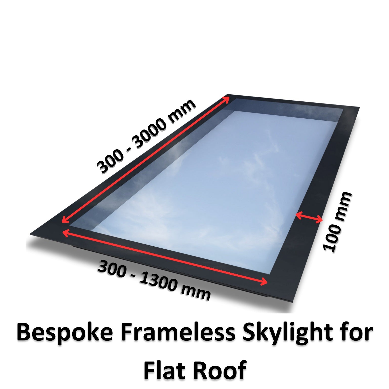 Bespoke Frameless Skylight for Flat Roof - Triple Glazed