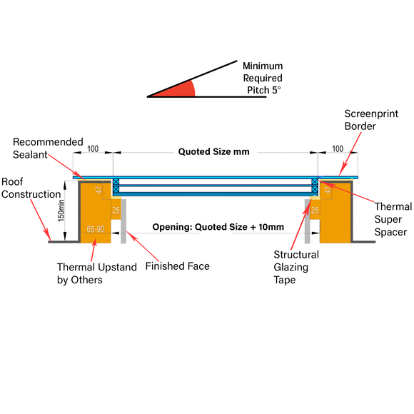 Bespoke Frameless Skylight for Flat Roof - Triple Glazed.