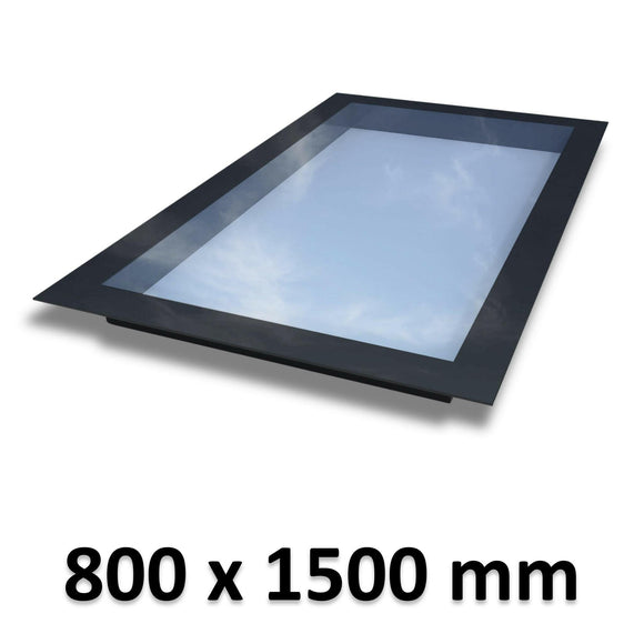 800 x 1500 mm Frameless Skylight for Flat Roof - Triple Glazed.