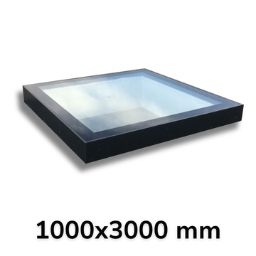 1000 x 3000 mm Framed Skylight for Flat Roof.
