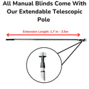 400 x 1500 mm Manual Blinds for Flat / Pitched Roof Skylights & Roof Lanterns.