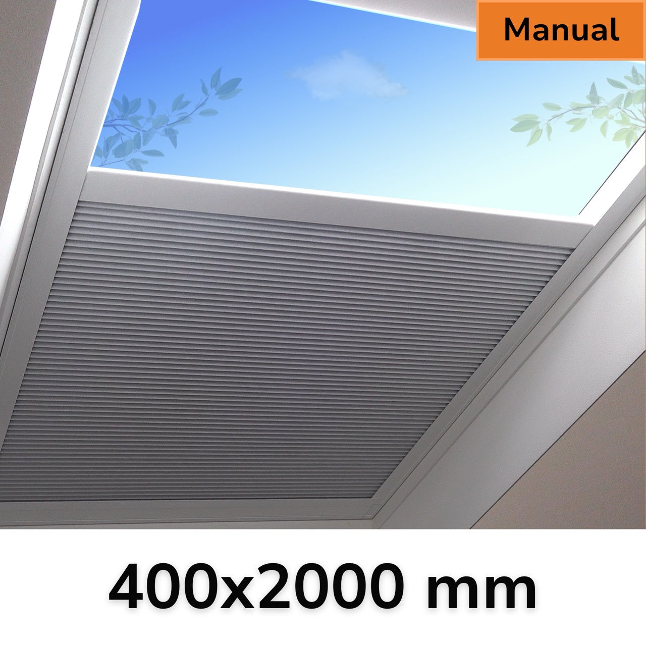 400 x 2000 mm Manual Blinds for Flat / Pitched Roof Skylights & Roof Lanterns