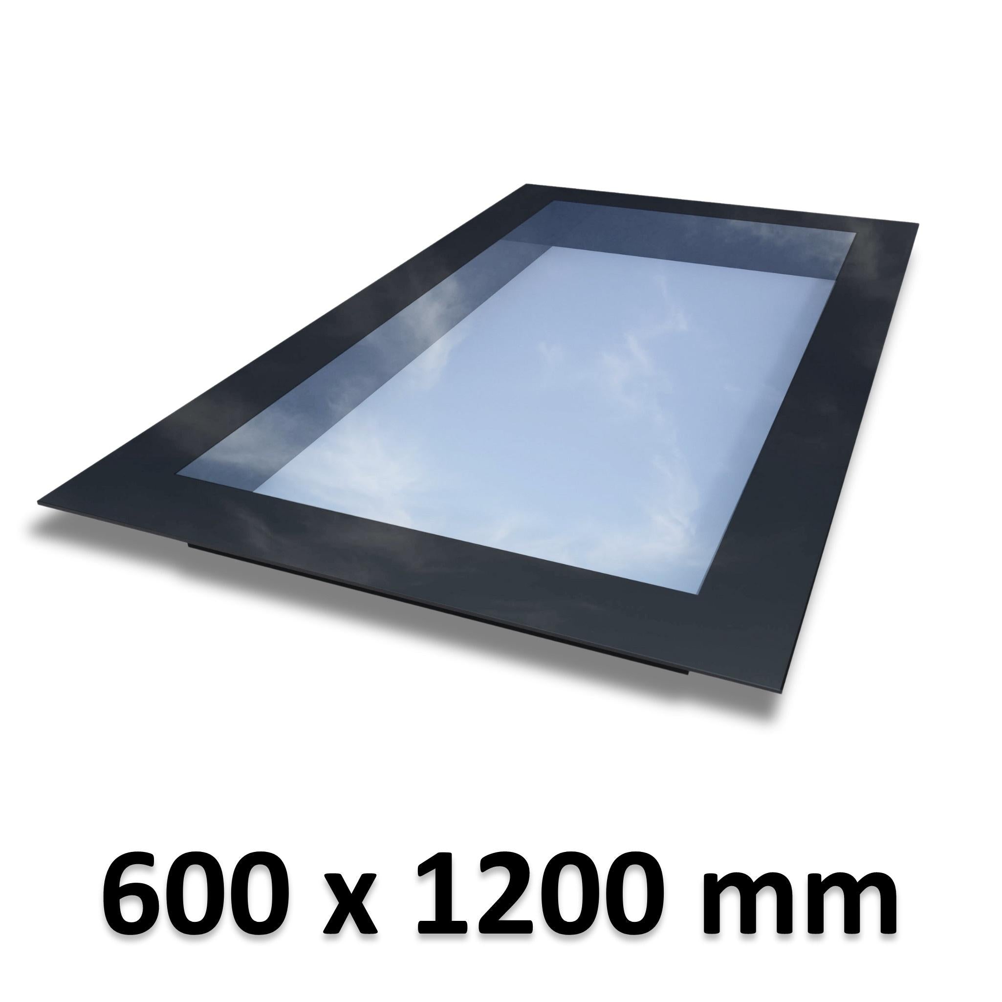 600 x 1200 mm Frameless Skylight for Flat Roof - Triple Glazed