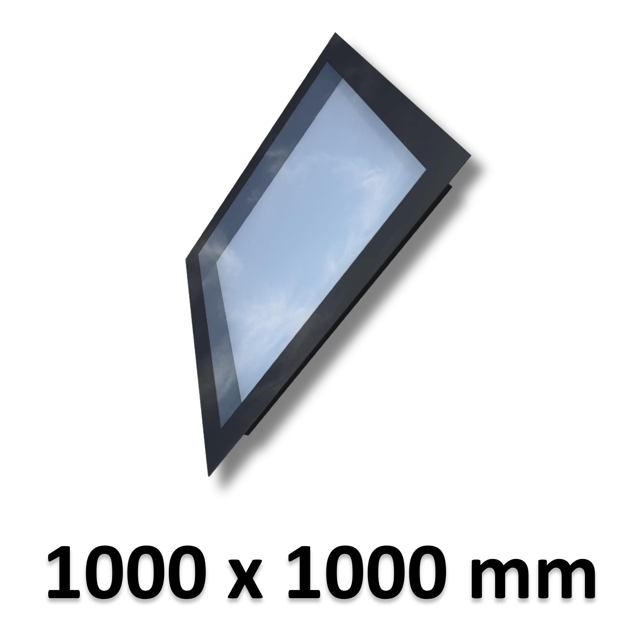 1000 x 1000 mm Frameless Skylight for Pitched Roof - Triple Glazed