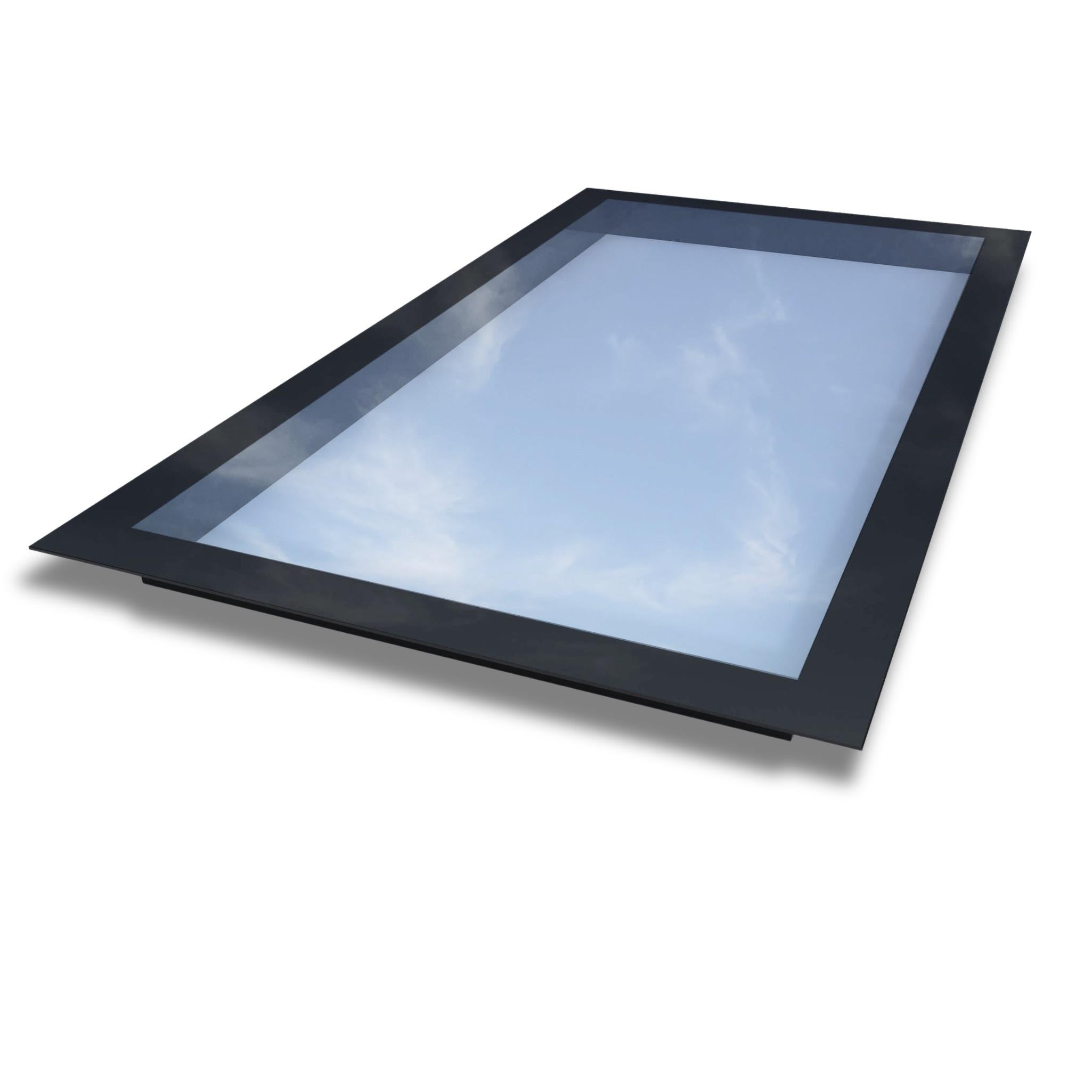 1000 x 2000 mm Frameless Skylight for Flat Roof - Triple Glazed