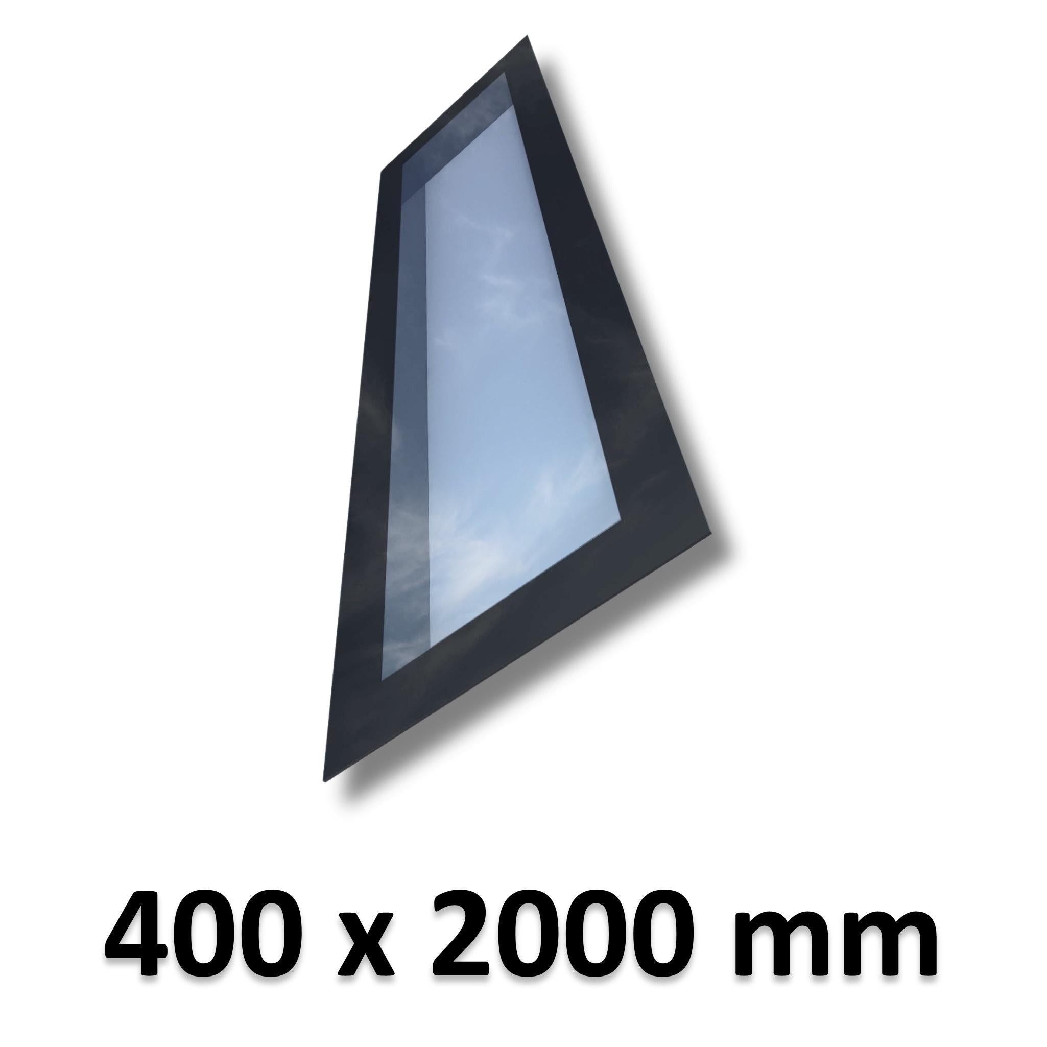 400 x 2000 mm Frameless Skylight for Pitched Roof - Triple Glazed