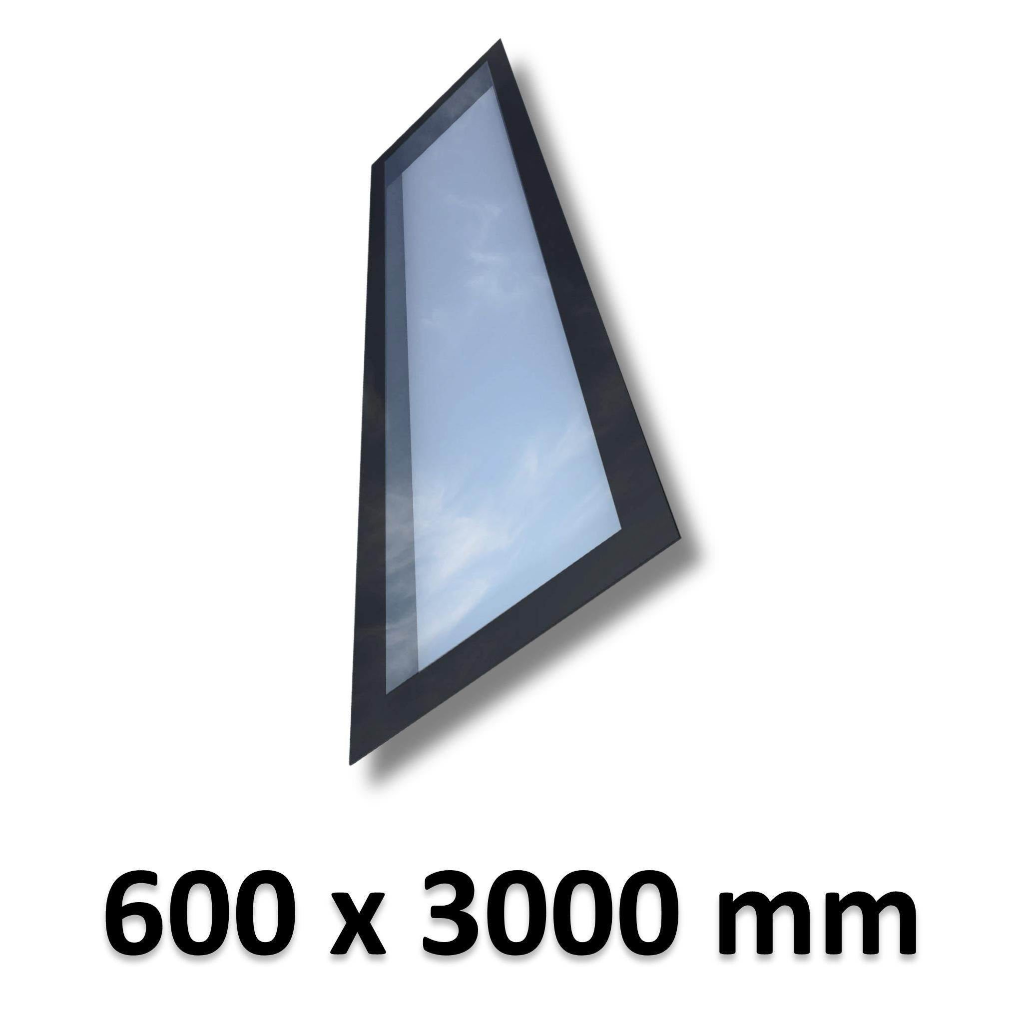 600 x 3000 mm Frameless Skylight for Pitched Roof - Triple Glazed