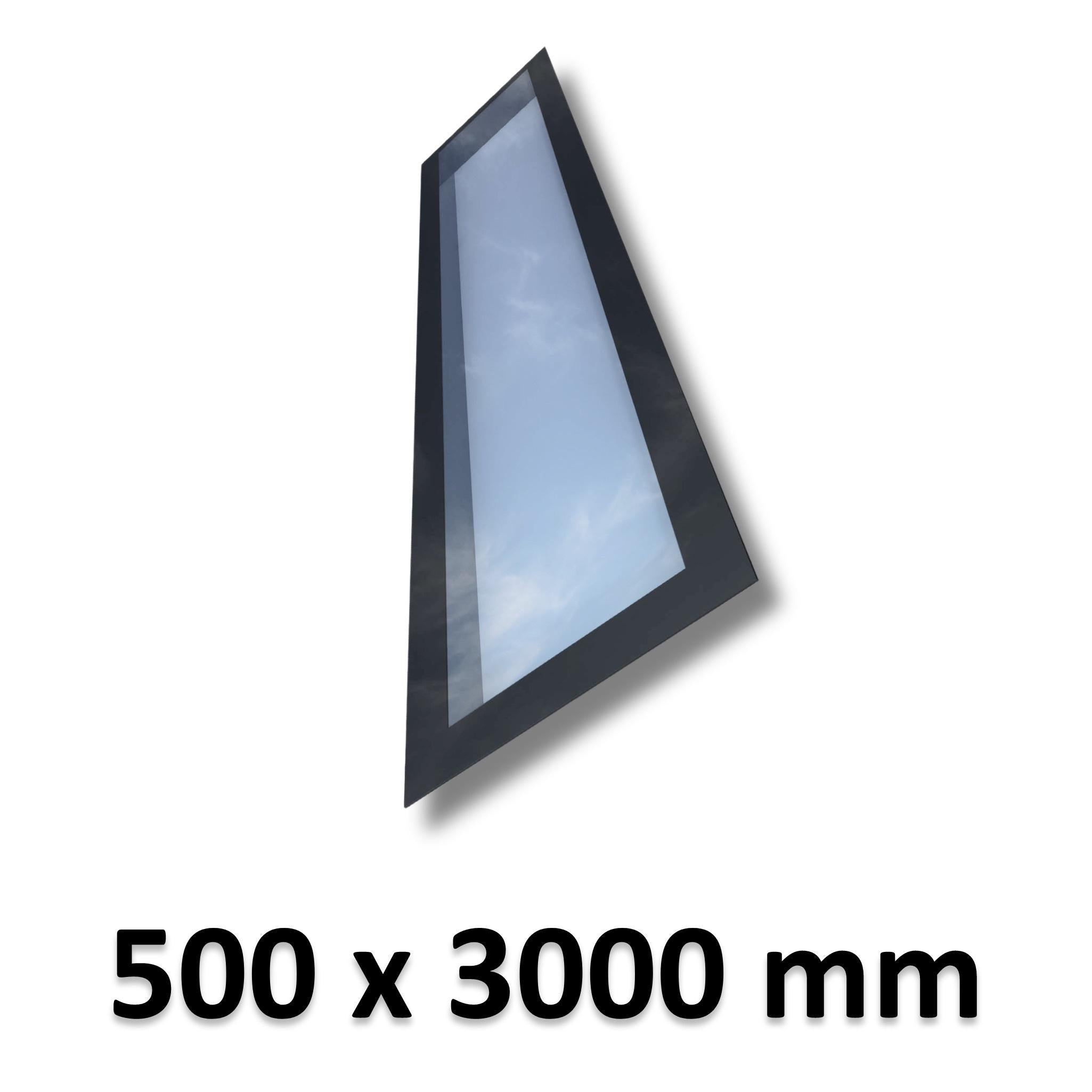 500 x 3000 mm Frameless Skylight for Pitched Roof - Triple Glazed