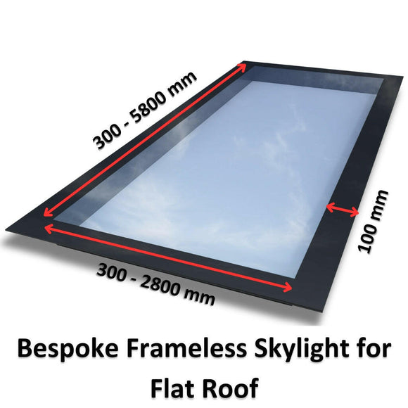 Bespoke Frameless Skylight for Flat Roof - Triple Glazed.