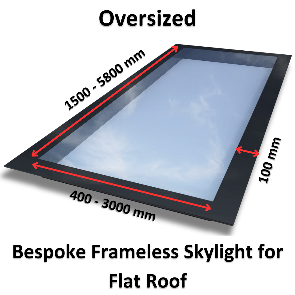 Bespoke Oversized Frameless Skylight for Flat Roof - Triple Glazed