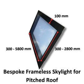 Bespoke Frameless Skylight for Pitched Roof - Triple Glazed.