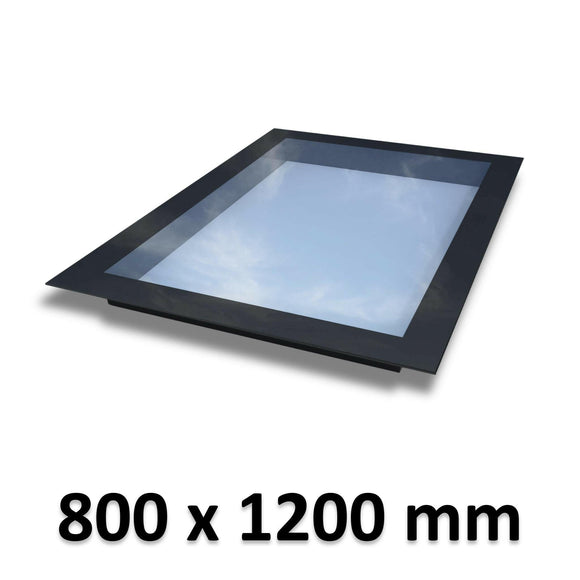 800 x 1200 mm Frameless Skylight for Flat Roof - Triple Glazed.