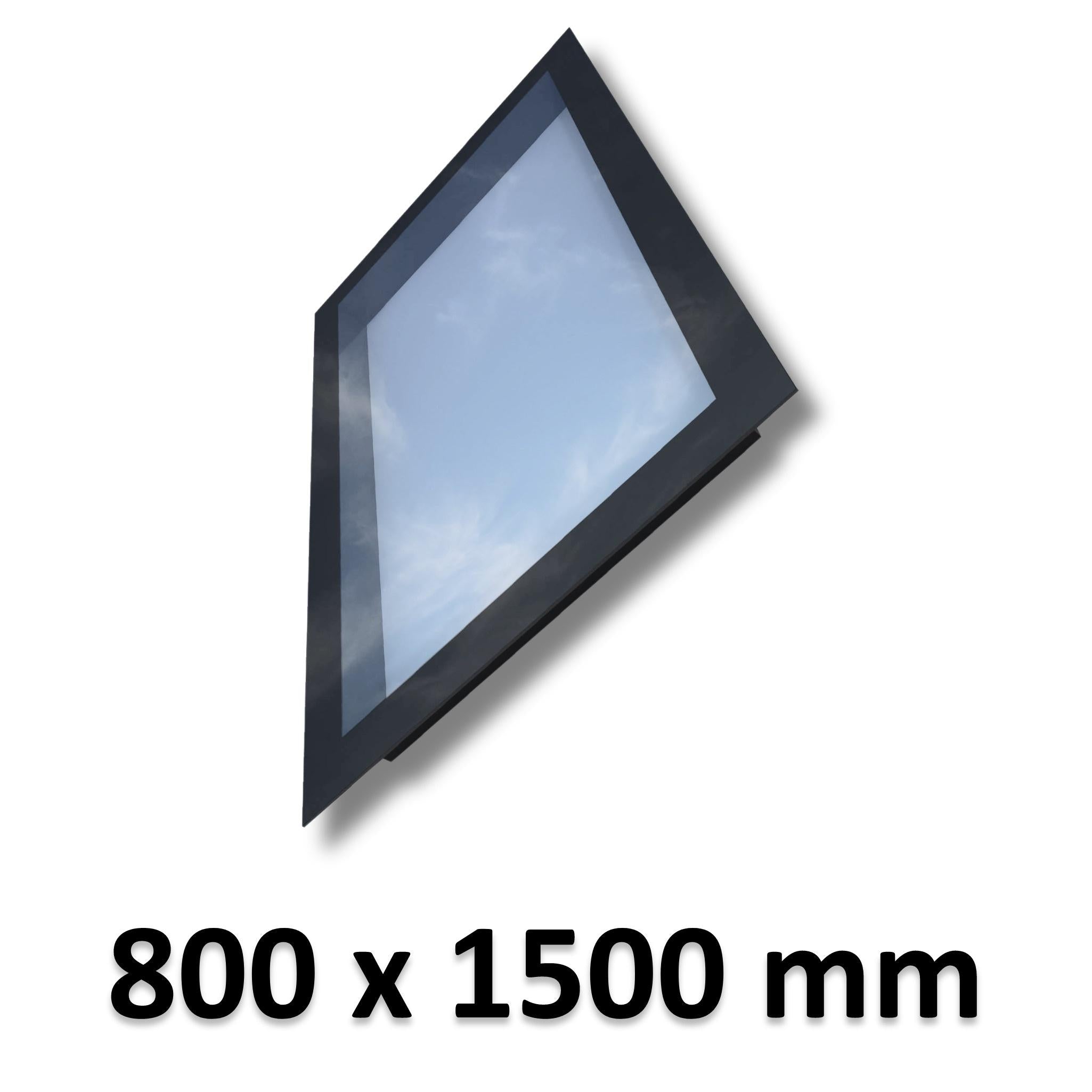 800 x 1500 mm Frameless Skylight for Pitched Roof - Triple Glazed