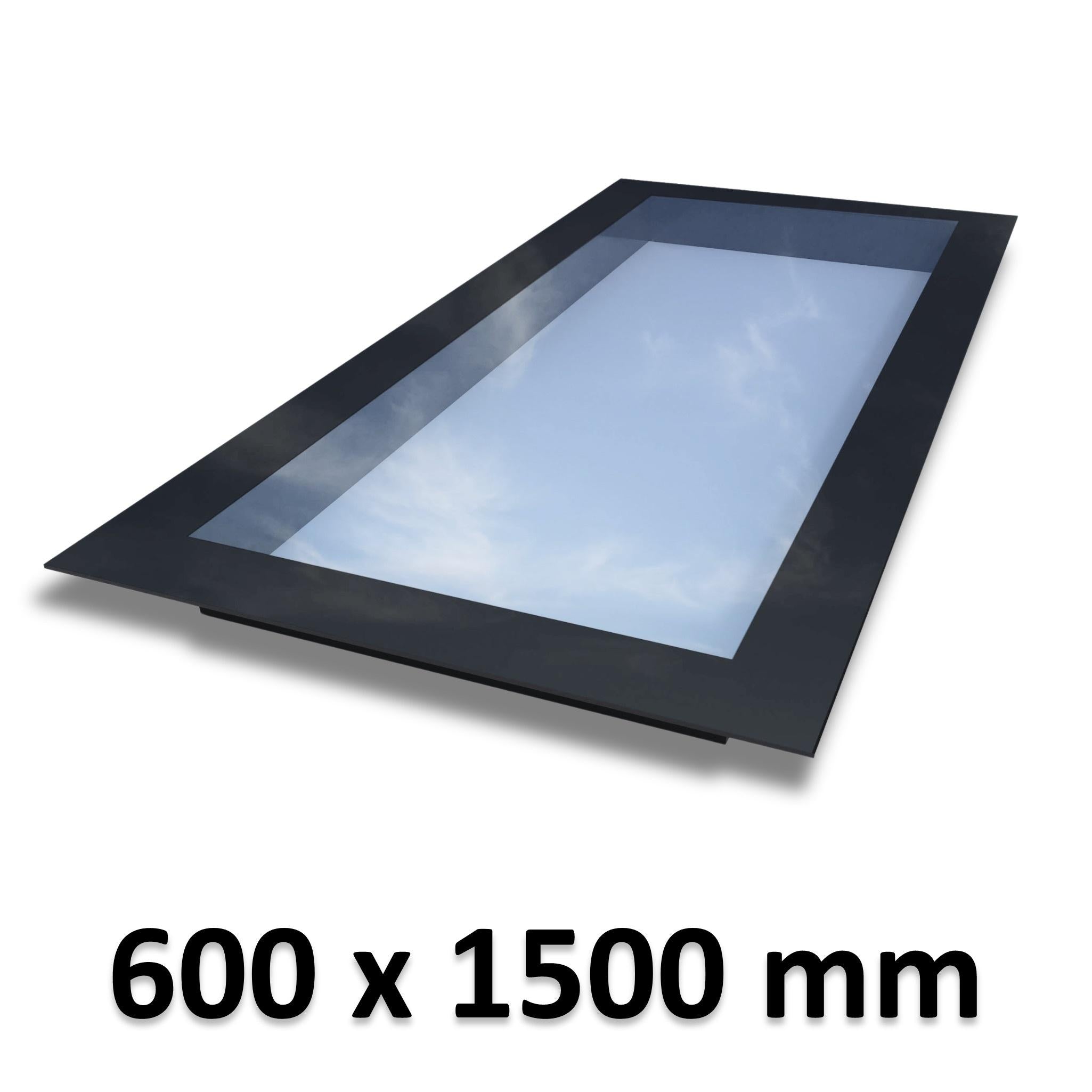 600 x 1500 mm Frameless Skylight for Flat Roof - Triple Glazed