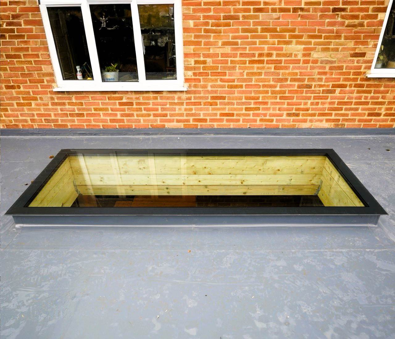 1000 x 2000 mm Frameless Skylight for Flat Roof - Triple Glazed