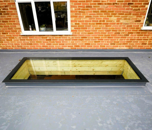1000 x 2000 mm Frameless Skylight for Flat Roof - Triple Glazed.