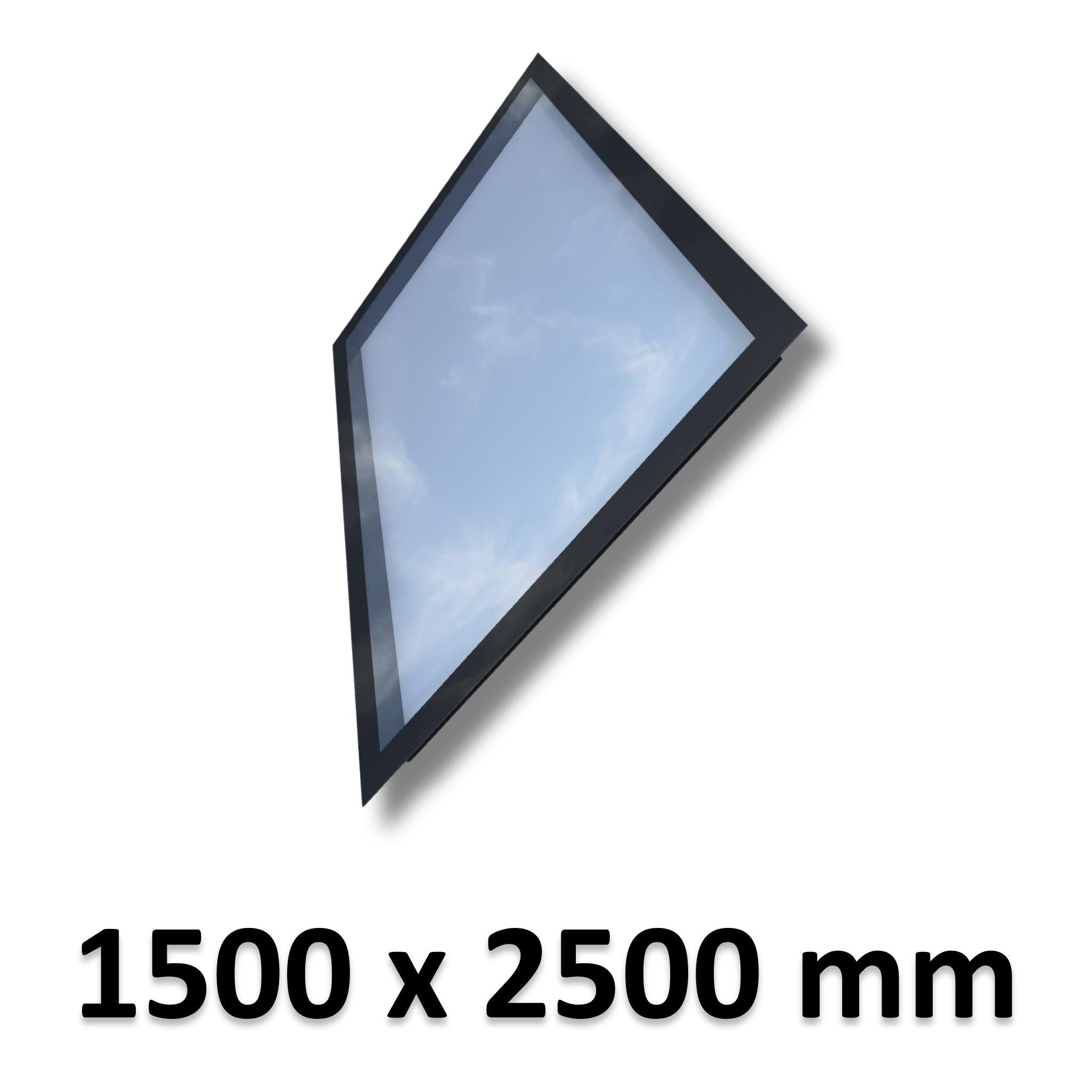 1500 x 2500 mm Frameless Skylight for Pitched Roof - Triple Glazed