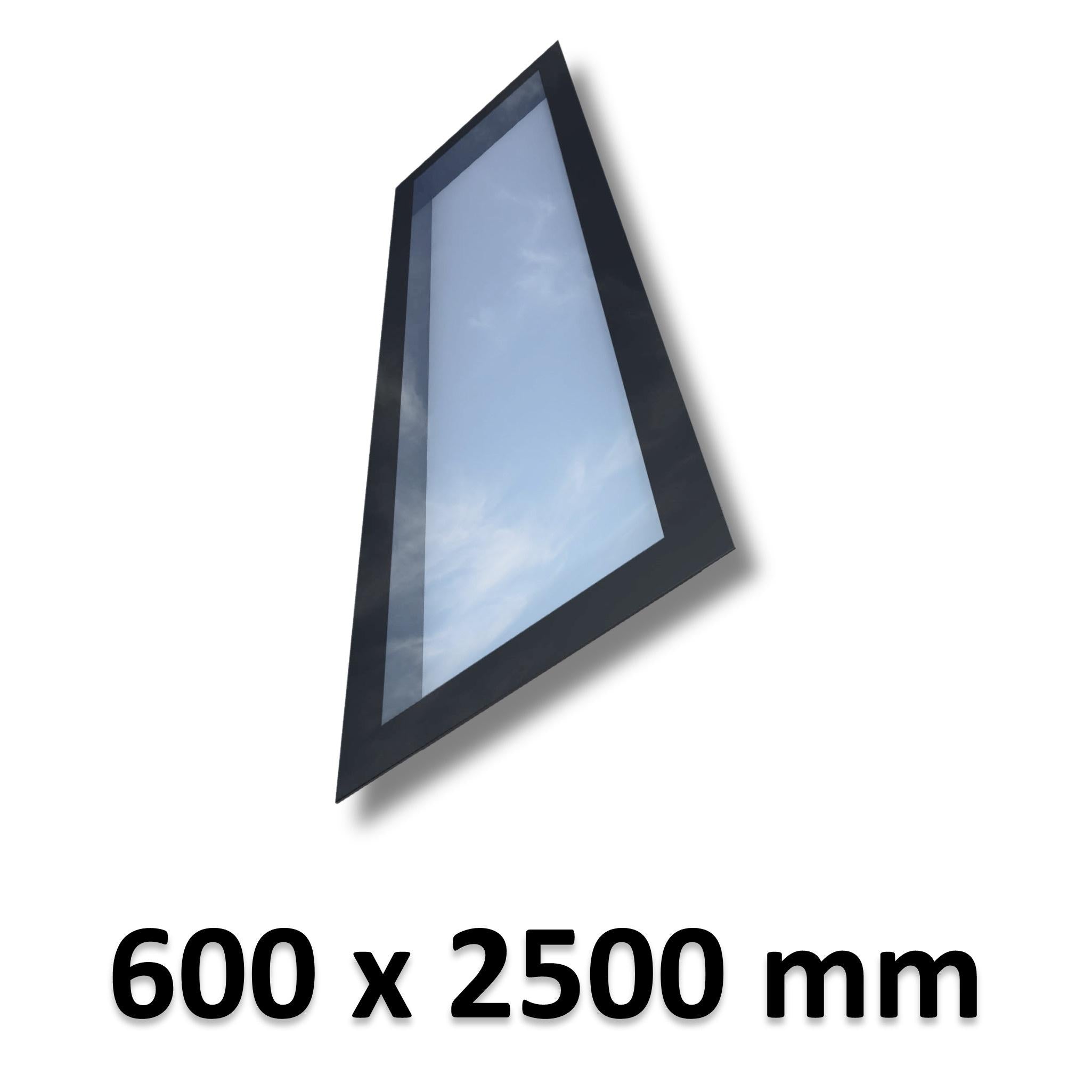 600 x 2500 mm Frameless Skylight for Pitched Roof - Triple Glazed