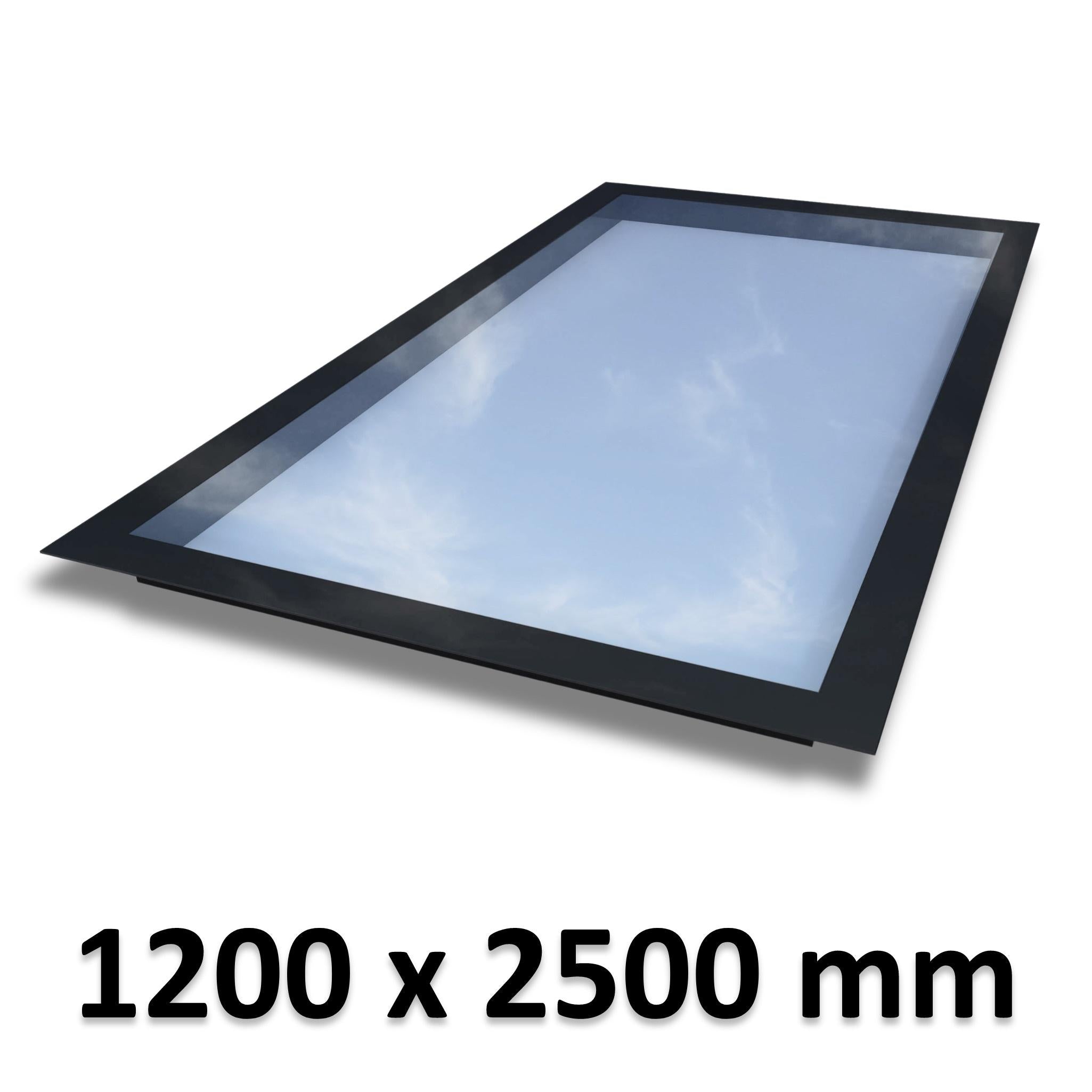 1200 x 2500 mm Frameless Skylight for Flat Roof - Triple Glazed