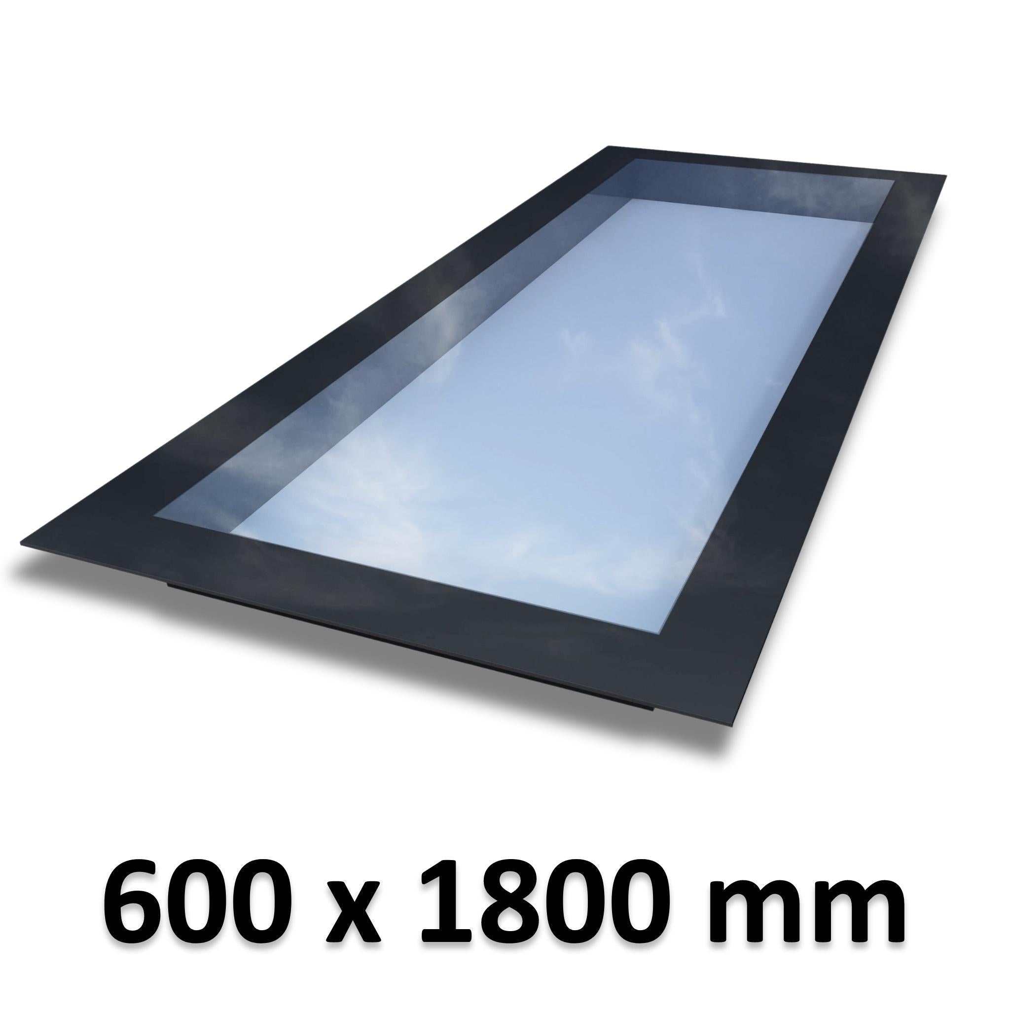 600 x 1800 mm Frameless Skylight for Flat Roof - Triple Glazed