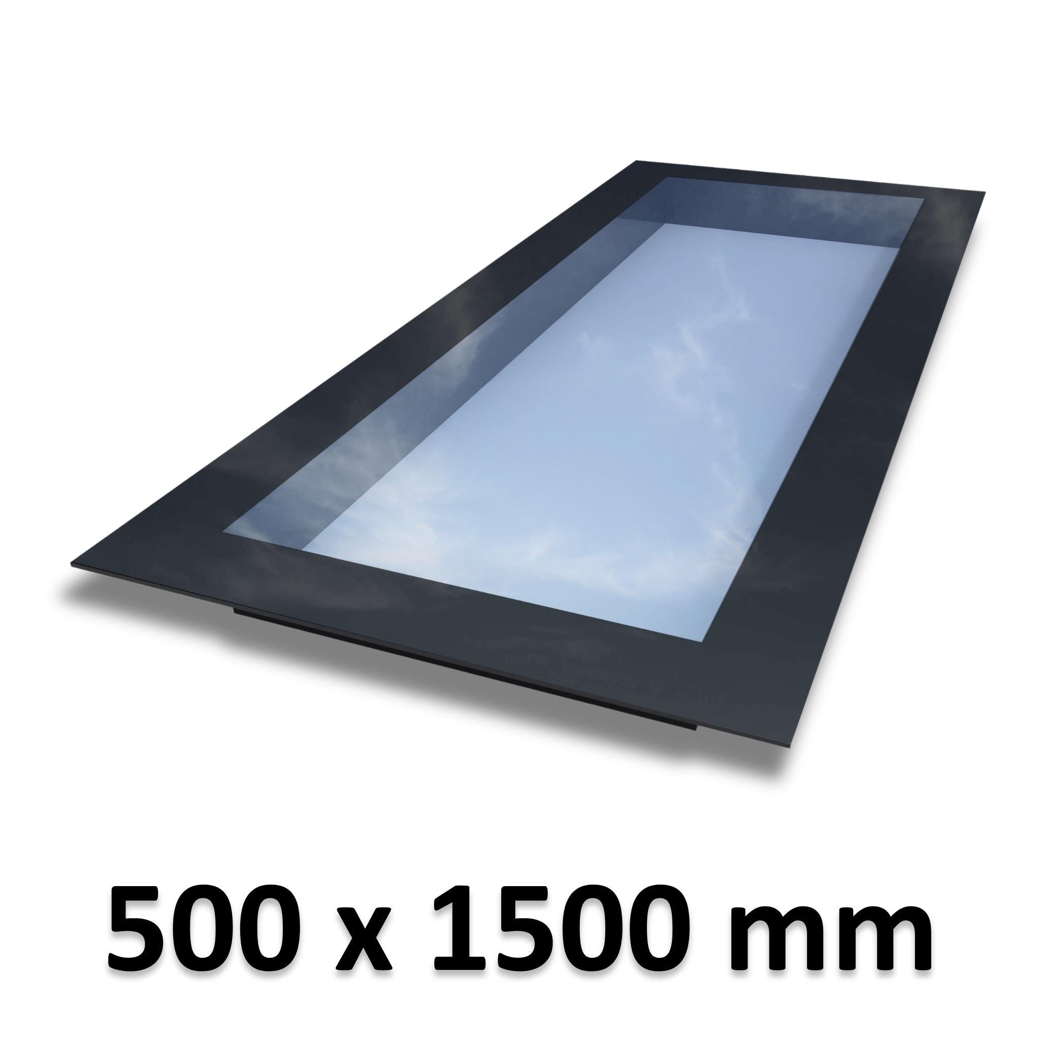 500 x 1500 mm Frameless Skylight for Flat Roof - Triple Glazed