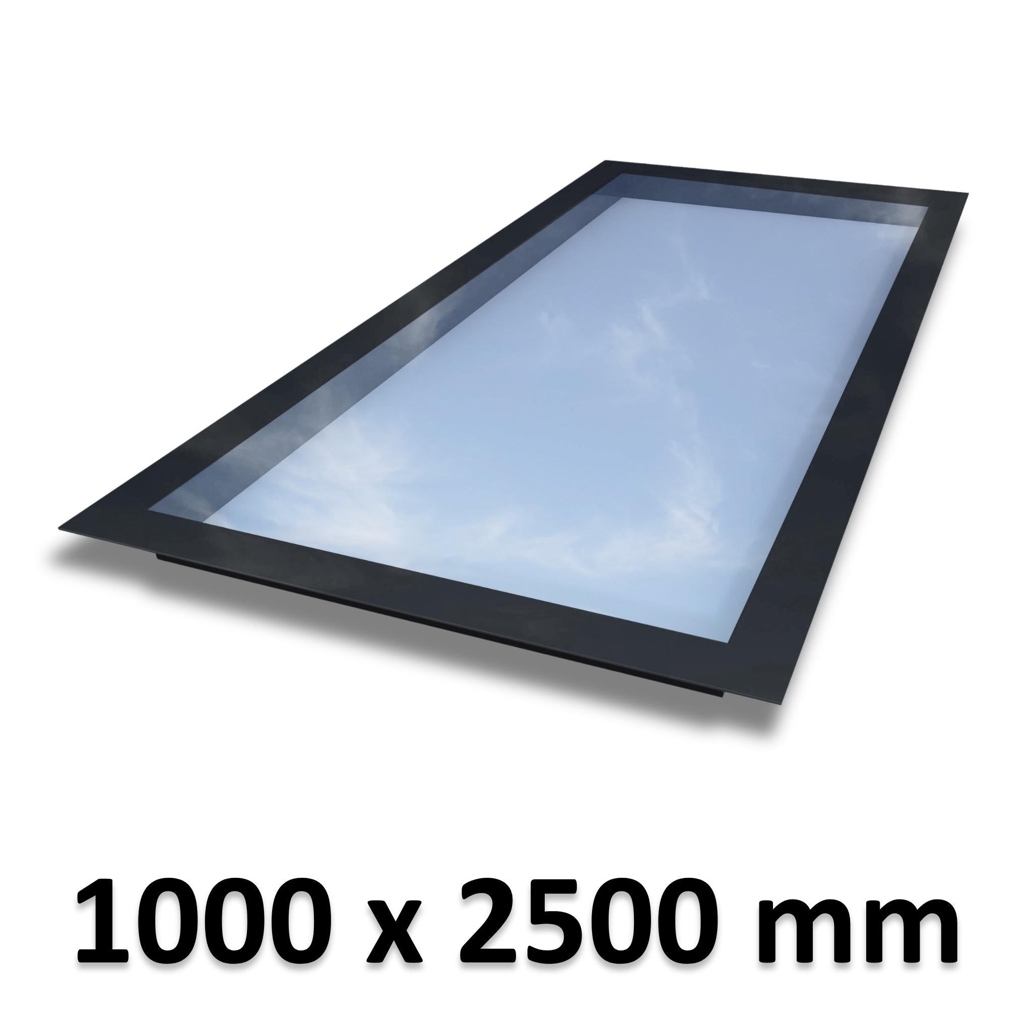 1000 x 2500 mm Frameless Skylight for Flat Roof - Triple Glazed