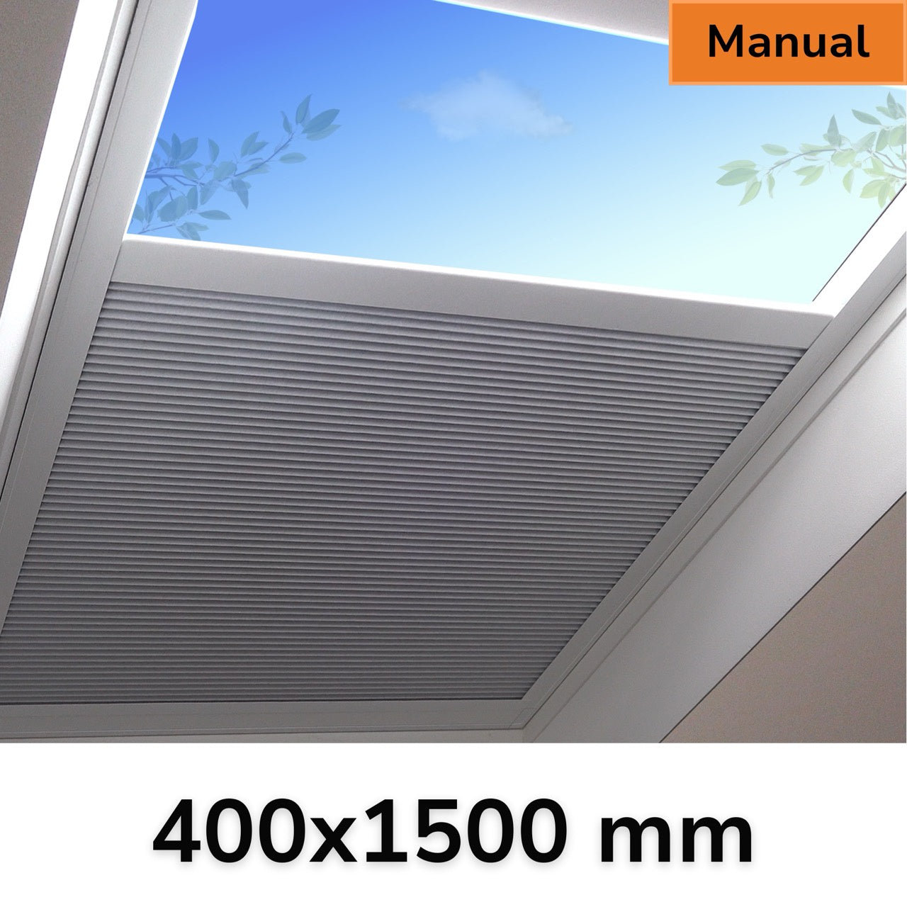 400 x 1500 mm Manual Blinds for Flat / Pitched Roof Skylights & Roof Lanterns