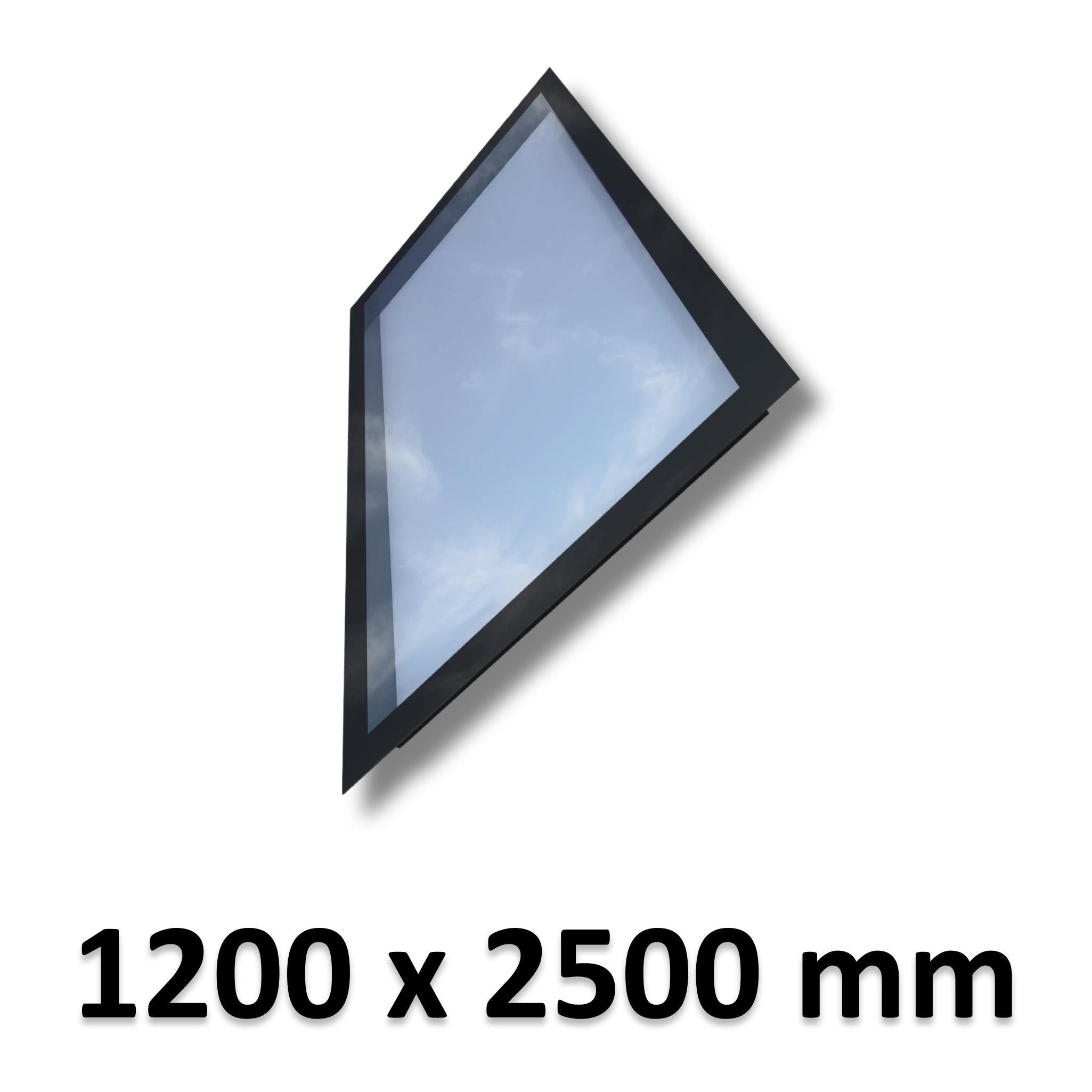 1200 x 2500 mm Frameless Skylight for Pitched Roof - Triple Glazed