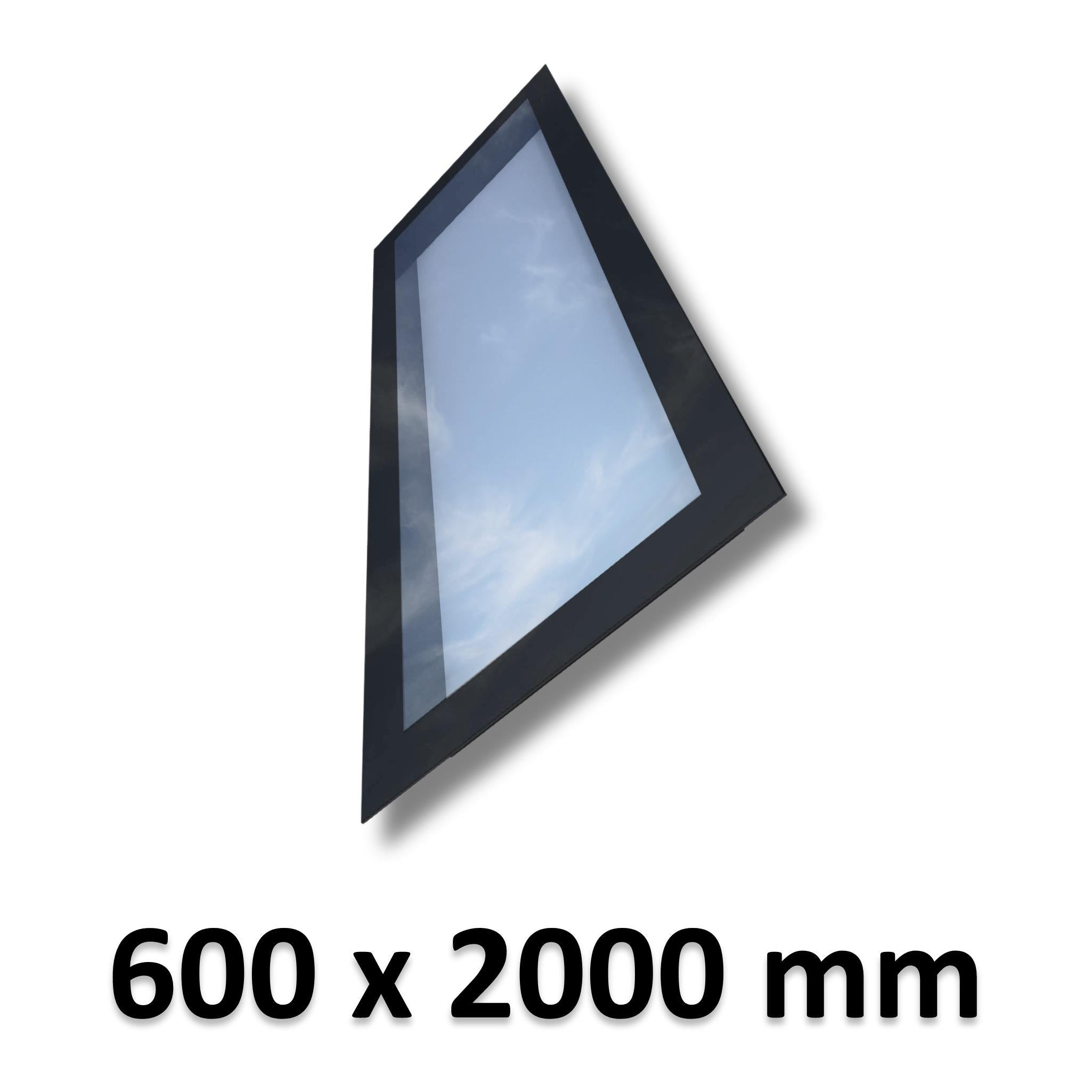 600 x 2000 mm Frameless Skylight for Pitched Roof - Triple Glazed