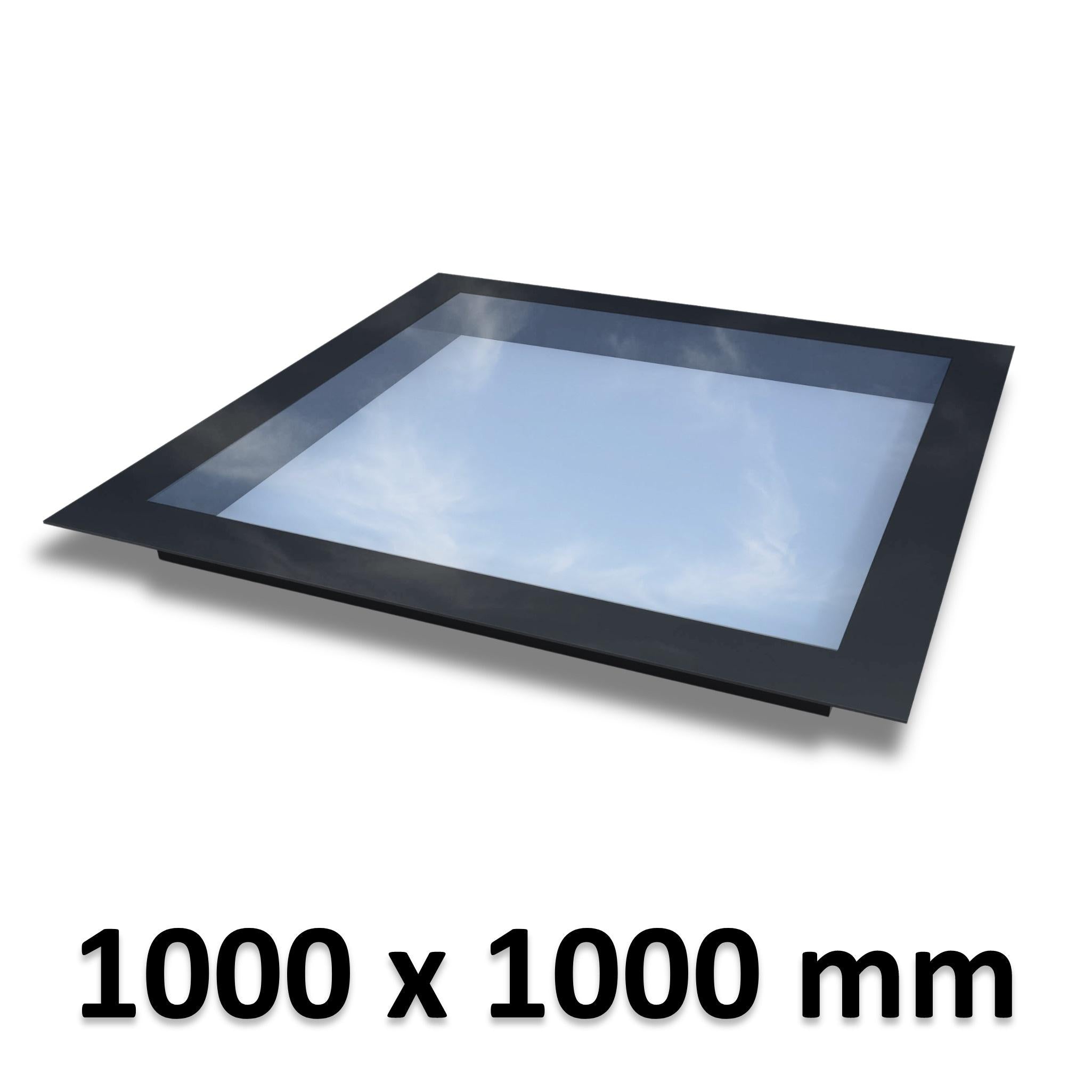 1000 x 1000 mm Frameless Skylight for Flat Roof - Triple Glazed