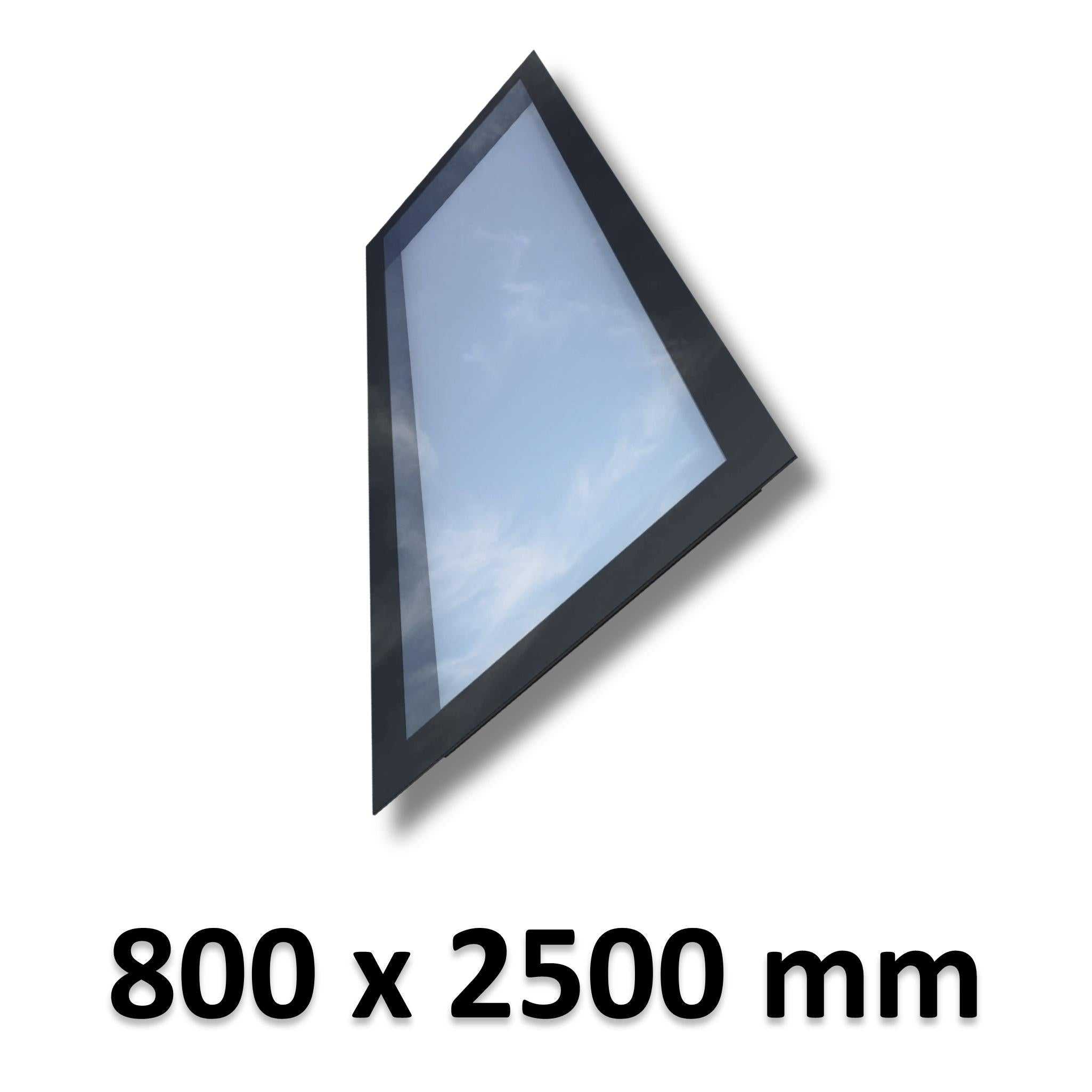 800 x 2500 mm Frameless Skylight for Pitched Roof - Triple Glazed