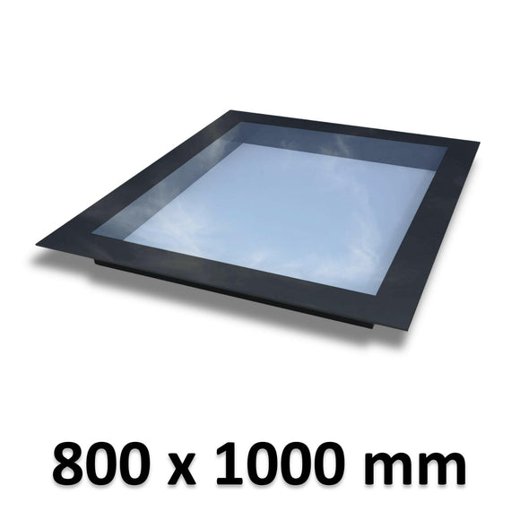 800 x 1000 mm Frameless Skylight for Flat Roof - Triple Glazed.