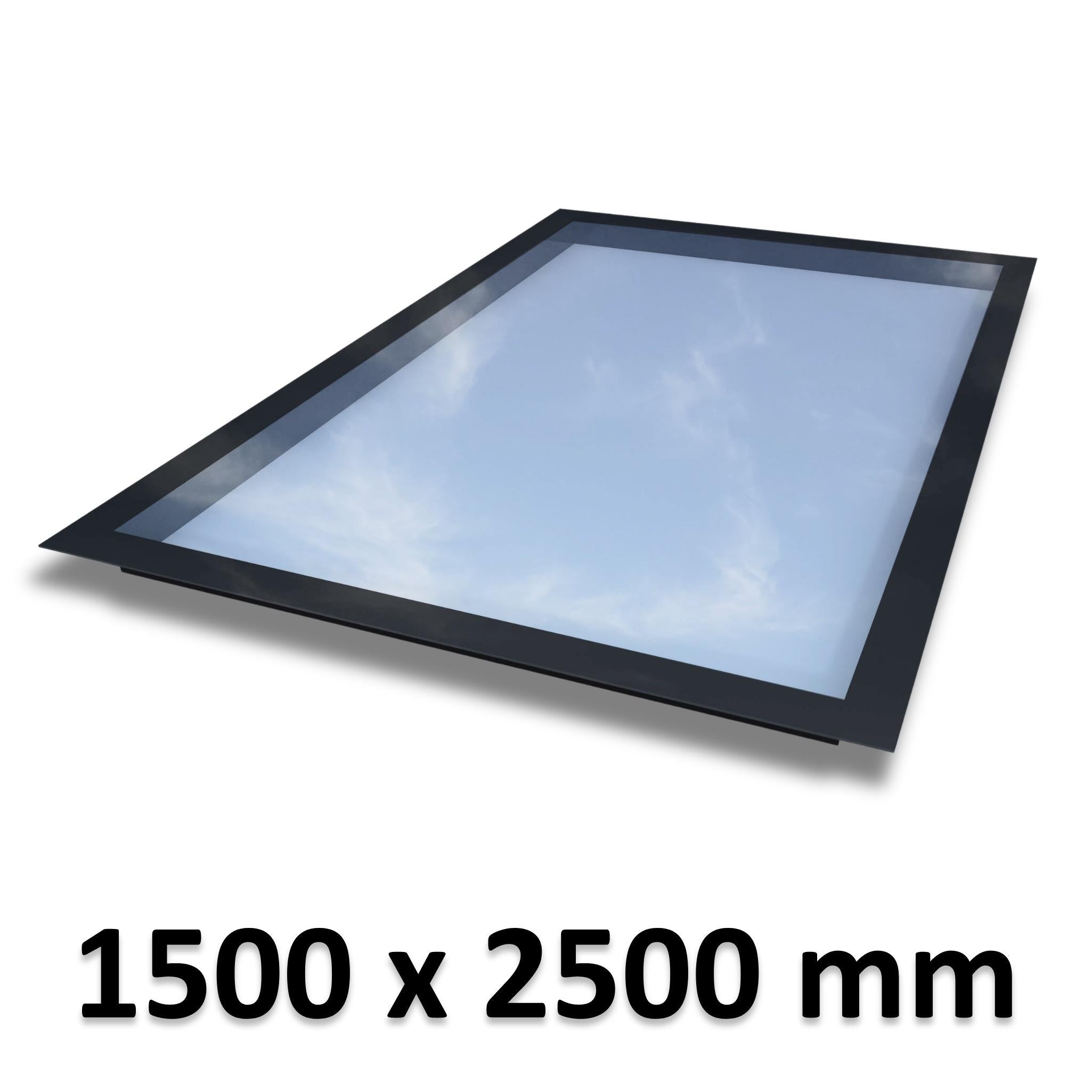 1500 x 2500 mm Frameless Skylight for Flat Roof - Triple Glazed