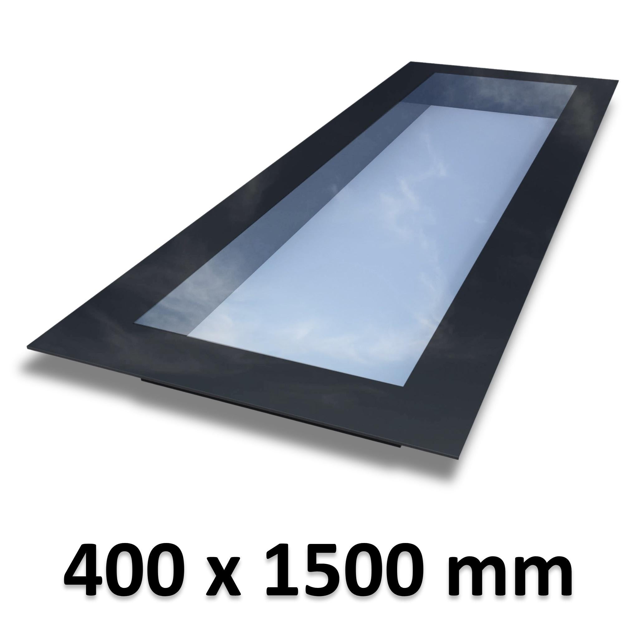 400 x 1500 mm Frameless Skylight for Flat Roof - Triple Glazed